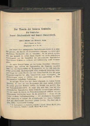 Zur Theorie der binären Gemische. Die Gemische: Benzol-Äthylenchlorid und Benzol-Stannichlorid