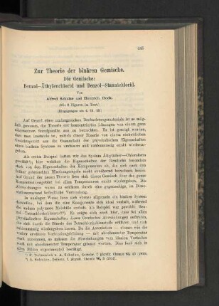 Zur Theorie der binären Gemische. Die Gemische: Benzol-Äthylenchlorid und Benzol-Stannichlorid