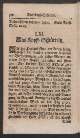 LXI. Das Kopff-Schütteln