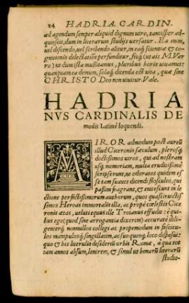 Hadrianus Cardinalis De modis latine loquendi.