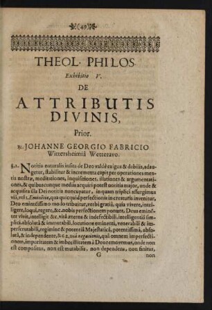 Theol. Philos. Exhibitio V.
