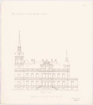 Schloss Queitsch Umbau und Ausbau: Aufriss Westseite, Maßstabsleiste