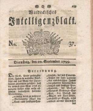 No. 37, Dienstag, den 10. September 1799