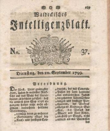 No. 37, Dienstag, den 10. September 1799