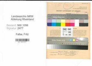 Entnazifizierung Fritz Falbe , geb. 28.05.1906 (Angestellter)