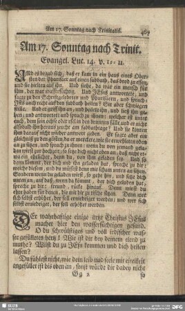 Am 17. Sonntatg nach Trinit. Evangel. Luc. 14. v. 1-11