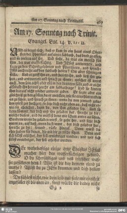 Am 17. Sonntatg nach Trinit. Evangel. Luc. 14. v. 1-11