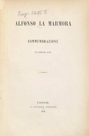 Alfonso La Marmora : Commemorazione 