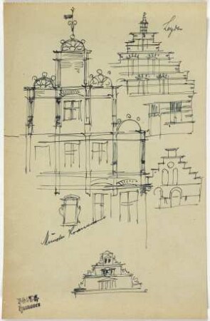 Bürgerhaus in Leiden und Krameramtshaus in Münster, Giebel