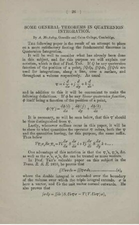 Some general theorems in quaternion integration.