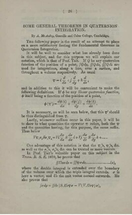 Some general theorems in quaternion integration.