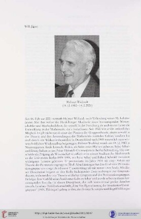 Helmut Wielandt (19.12.1910 - 14.2.2001)