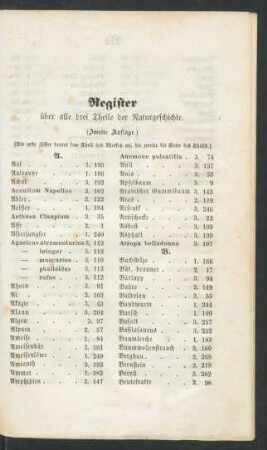 Register über alle drei Theile der Naturgeschichte.