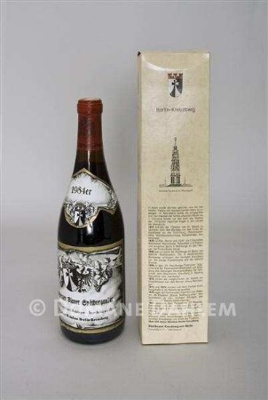 Flasche "Kreuzberger Blauer Späthburgunder" 1984er mit Karton