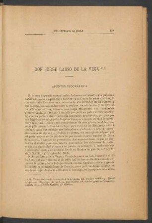 Don Jorge Lasso de la Vega. - Apuntes biográficos