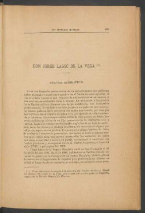 Don Jorge Lasso de la Vega. - Apuntes biográficos