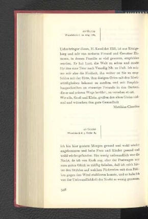 An Gleim Wandsbeck, den 20. August 1784