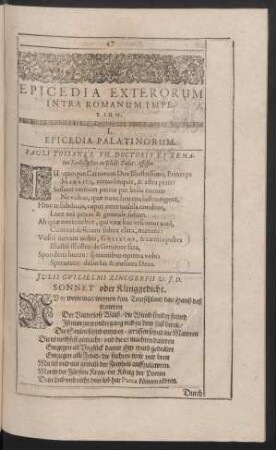 I. Epicedia Palatinorum.
