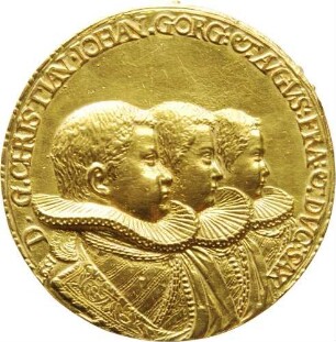 Kurfürst Christian II. mit seinen Brüdern Herzog Johann Georg und Herzog August (unter Vormundschaft)