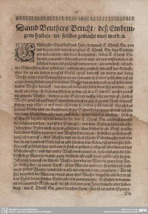 David Beuthers Bericht/deß Einbringens halben/wie solches gemacht muß werden.