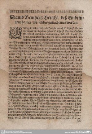 David Beuthers Bericht/deß Einbringens halben/wie solches gemacht muß werden.