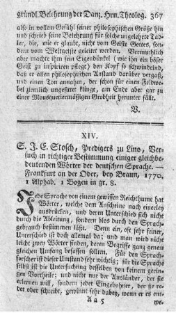 Versuch in richtiger Bestimmung einiger gleichbedeutender Wörter der deutschen Sprache. T.1.
