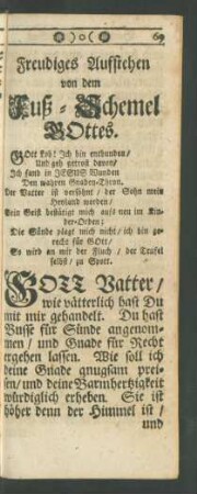 Freudiges Aufstehen von dem Fuß-Schemel GOttes