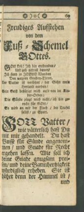 Freudiges Aufstehen von dem Fuß-Schemel GOttes