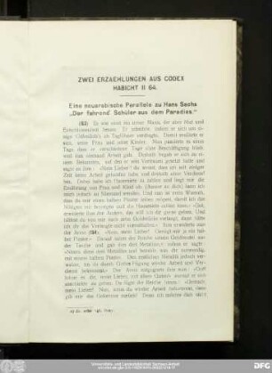 Eine neuarabische Parallele zu Hans Sachs „Der fahrend' Schüler aus dem Paradies."