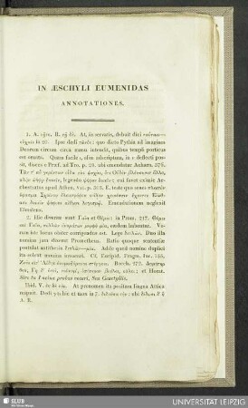 In Aeschyli Eumenidas annotationes