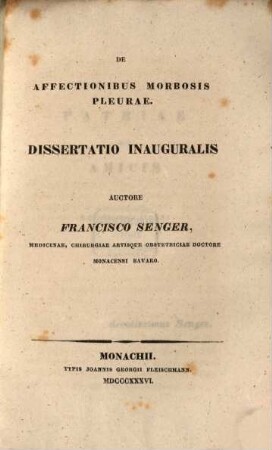 De affectionibus morbosis pleurae : diss. inaug.