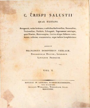 C. Crispi Salustii Quae exstant, 1. Quae exstant