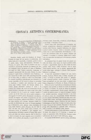 Cronaca artistica contemporanea