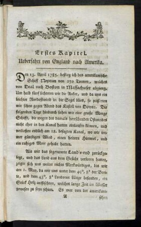 Erstes Kapitel. Ueberfahrt von England nach Amerika.