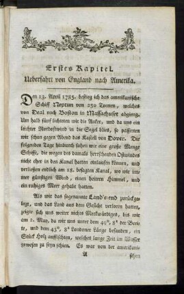Erstes Kapitel. Ueberfahrt von England nach Amerika.