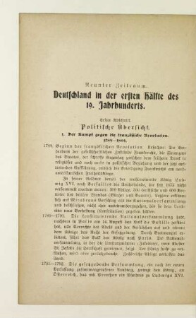 Neunter Zeitraum. Deutschland in der ersten Hälfte des 19. Jahrhunderts