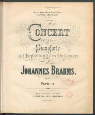 Concert (No 2, B dur) für Pianoforte mit Begleitung des Orchesters : op. 83