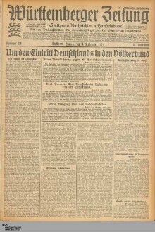 Württemberger Zeitung : das nationalsozialistische Morgenblatt in Stuttgart : WLZ, Württembergische Landeszeitung