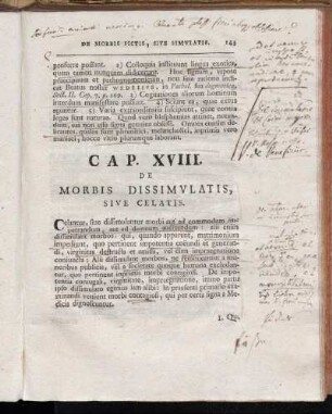 Cap. XVIII. De Morbis dissimulatis, sive celatis.