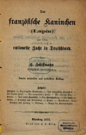 Das französische Kaninchen (Lapin sauvage) und dessen rationelle Zucht in Deutschland