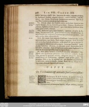 Caput III. De Fundamento & articulis fundamentalibus.