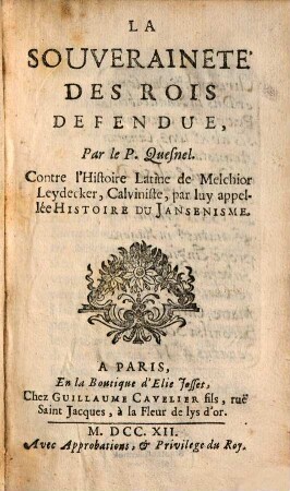 La Souveraineté des Rois defendue