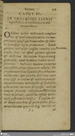 Caput IV. De Ordinibus Sacris equestribus, & academicis in millenario sexto