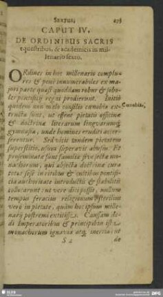 Caput IV. De Ordinibus Sacris equestribus, & academicis in millenario sexto
