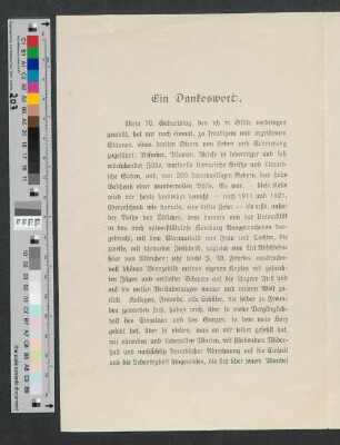 Danksagung mit Zeilen an Werner von Melle