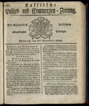 Nr. 90, Mittwoch, den 8ten November 1820