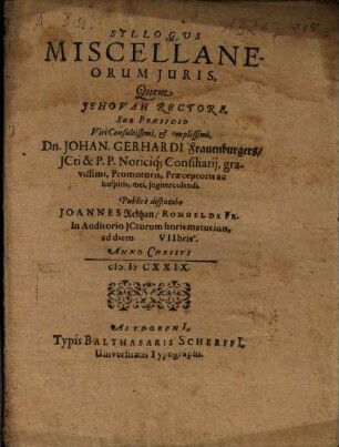 Syllogus Miscellaneorum Iuris