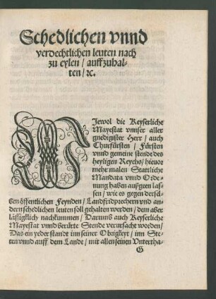 Schedlichen unnd verdechtlichen leuten nach zu eylen/ auffzuhalten/ etc.