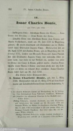 IV. Isaac Charles Bonte, geb. 1731; gest. 1783