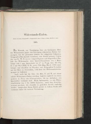 Widerstands-Etalon ... 1863